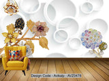 Avikalp Exclusive AVZ0478 Diamond Gemstone Jewelry Gold Leaf Tree Modern Background Wall HD 3D Wallpaper