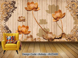 Avikalp Exclusive AVZ0480 Chinese Characteristics Woodcarving Lace Lotus Blessing Lotus Background Wall HD 3D Wallpaper