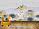 Avikalp Exclusive AVZ0487 Chinese Style Ink Hand Painted Lotus Tv Background Wall HD 3D Wallpaper