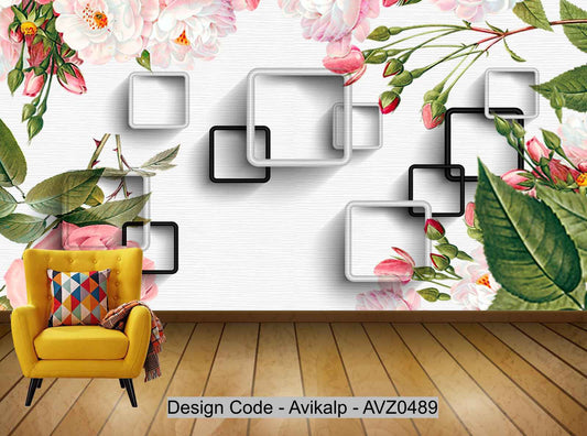 Avikalp Exclusive AVZ0489 Big Hand Painted Rose Three Dimensional Background Wall HD 3D Wallpaper
