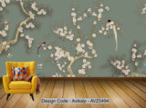Avikalp Exclusive AVZ0494 Chinese Style Ten Mile Fragrance Flower Living Room Tv Background Wall Design HD 3D Wallpaper