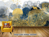 Avikalp Exclusive AVZ0495 New Chinese Gold Lines Abstract Ink Living Room Background Wall HD 3D Wallpaper