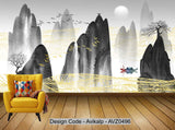 Avikalp Exclusive AVZ0496 New Chinese Abstract Ink Landscape Living Room Wall HD 3D Wallpaper