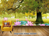 Avikalp Exclusive AVZ0500 New Chinese Love Tree Lotus Tv Background Wall HD 3D Wallpaper