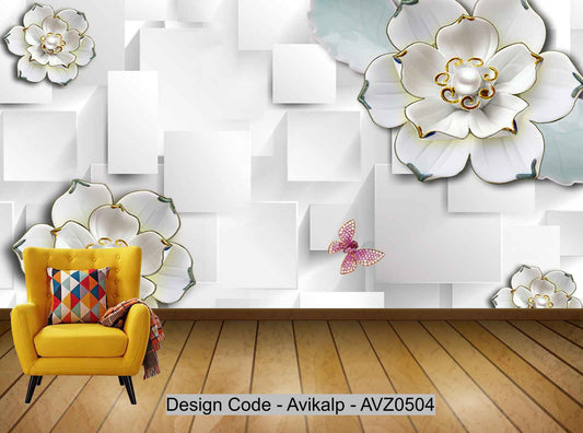Avikalp Exclusive AVZ0504 Modern Minimalist 3d Stereo Embossed Tv Background Wall HD 3D Wallpaper