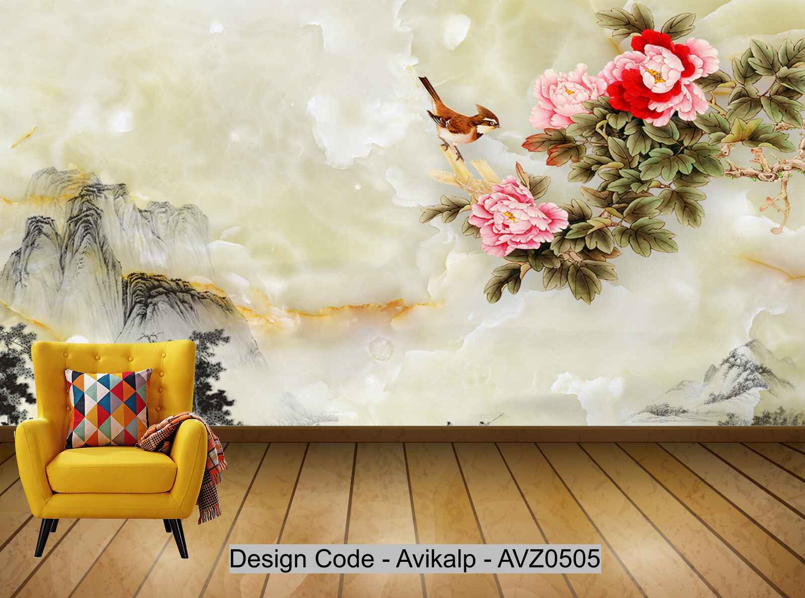 Avikalp Exclusive AVZ0505 New Chinese Hd 3d Marble Pattern Sunshine Sunrise Background Wall HD 3D Wallpaper