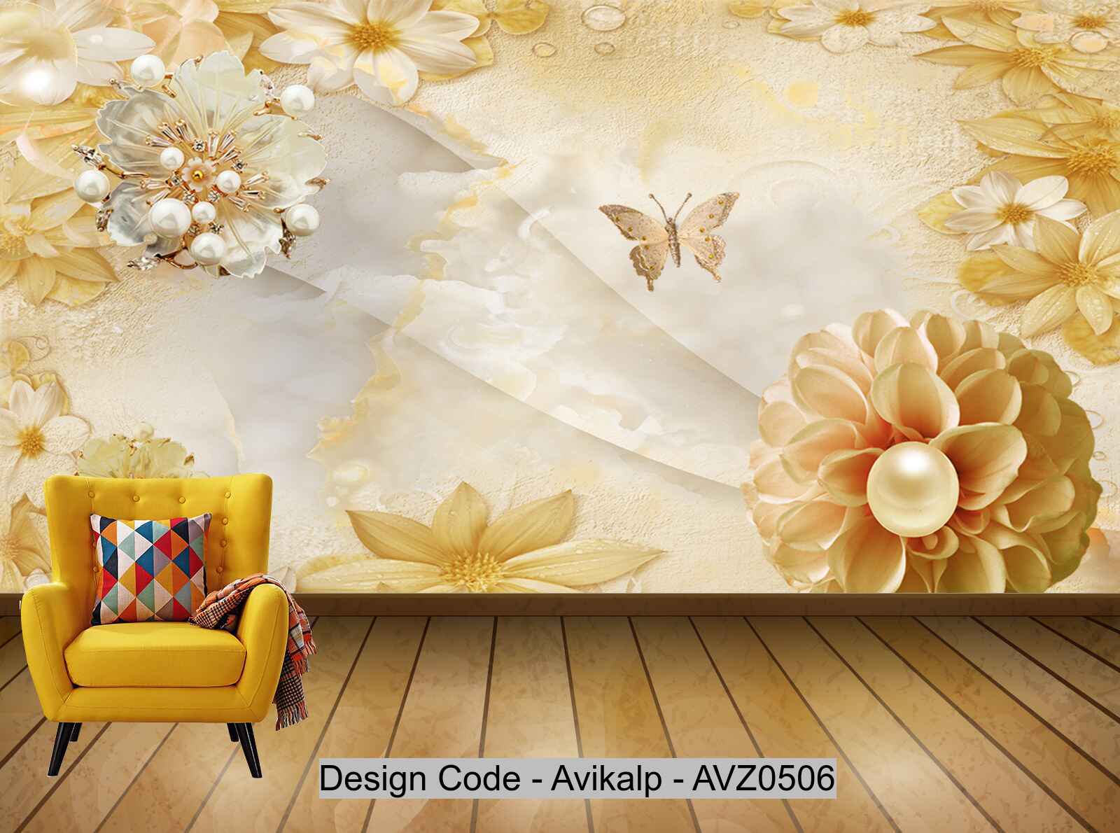 Avikalp Exclusive AVZ0506 Hd 3d Marbled Landscape Flower Sunrise Background Wall Colorful Marble HD 3D Wallpaper