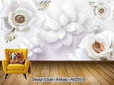 Avikalp Exclusive AVZ0515 Small Fresh Embossed Floral Rose Tv Background Wall HD 3D Wallpaper