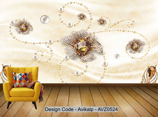 Avikalp Exclusive AVZ0524 Three Dimensional Jewelry Modern Minimalist Tv Background Wall HD 3D Wallpaper