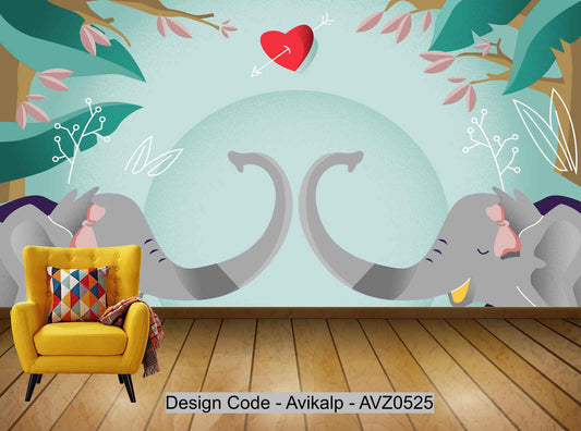 Avikalp Exclusive AVZ0525 Children's Room Cartoon Modern Nordic Flora And Fauna Tv Background Wall HD 3D Wallpaper
