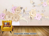 Avikalp Exclusive AVZ0527 Modern Minimalist 3d Embossed Flowers Open Rich Tv Background Wall HD 3D Wallpaper