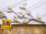 Avikalp Exclusive AVZ0533 Three Dimensional Relief Small Orchid Background Wall HD 3D Wallpaper