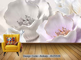 Avikalp Exclusive AVZ0536 Modern Minimalist 3d Embossed Stereo Flower Tv Background Wall HD 3D Wallpaper