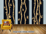Avikalp Exclusive AVZ0542 Modern Minimalist Golden Bamboo Mosaic Stone Tv Background Wall HD 3D Wallpaper