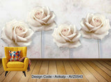 Avikalp Exclusive AVZ0543 Modern Nordic Minimalist Embossed Rose Background Wall HD 3D Wallpaper