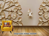 Avikalp Exclusive AVZ0546 Embossed Three Dimensional Wealth Tree Background Wall HD 3D Wallpaper