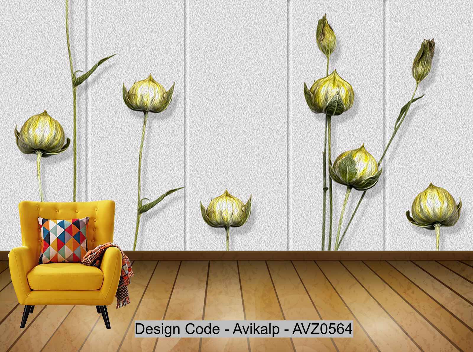 Avikalp Exclusive AVZ0564 Modern Minimalist Three Dimensional Flower Banyan Tree Decoration Background Wall HD 3D Wallpaper