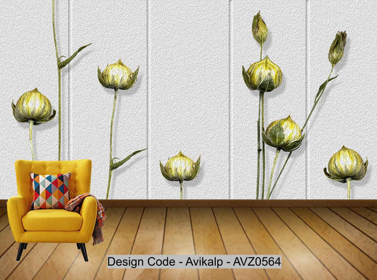 Avikalp Exclusive AVZ0564 Modern Minimalist Three Dimensional Flower Banyan Tree Decoration Background Wall HD 3D Wallpaper