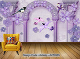 Avikalp Exclusive AVZ0565 Modern 3D Roman Column Floral Pearl Birdie Tv Background Wall HD 3D Wallpaper