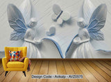 Avikalp Exclusive AVZ0575 Modern Beautiful 3D Embossed Butterfly Beauty Tv Background Wall HD 3D Wallpaper