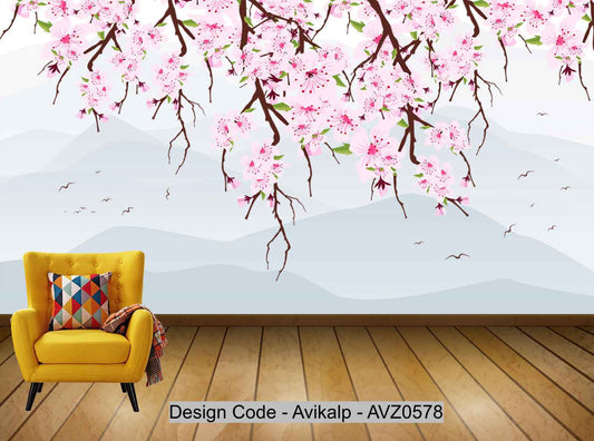Avikalp Exclusive AVZ0578 Modern Minimalist Fresh Floral Romantic Tv Background Wall HD 3D Wallpaper