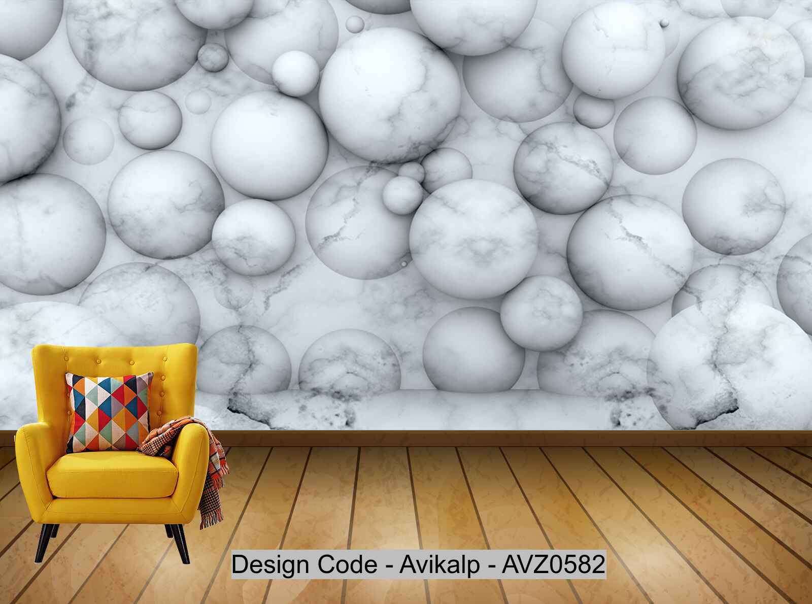 Avikalp Exclusive AVZ0582 European Literary Solid Geometric Marble Ball Background Wall HD 3D Wallpaper