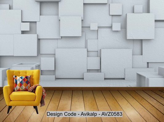 Avikalp Exclusive AVZ0583 3D Abstract Architectural Space Polygonal Tv Background Wall HD 3D Wallpaper