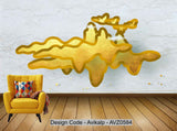 Avikalp Exclusive AVZ0584 New Chinese Abstract Mood Big Golden Mountain Line Flying Bird Tv Background Wall HD 3D Wallpaper