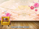 Avikalp Exclusive AVZ0585 Dali Jade Background Moon Flowers Paper Cut Flowers Combined With New Modern Back HD 3D Wallpaper