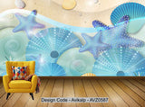 Avikalp Exclusive AVZ0587 Beach Shell Tv Background Wall Decoration HD 3D Wallpaper