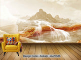 Avikalp Exclusive AVZ0588 Hd 3D Marbled Landscape Flower Sunrise Background Wall d Wa HD 3D Wallpaper