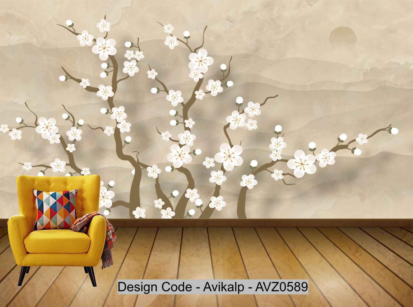 Avikalp Exclusive AVZ0589 Chinese Minimalist Flower Tv Background Wall HD 3D Wallpaper
