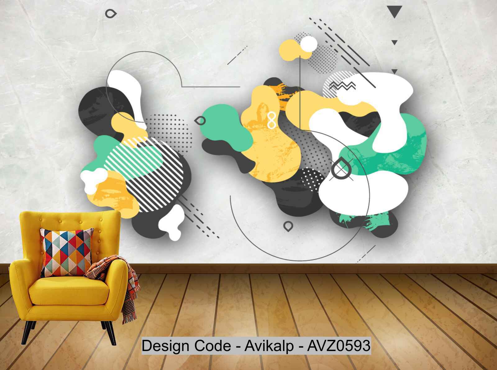 Avikalp Exclusive AVZ0593 Modern Minimalist Geometric Nordic Tv Background Wall HD 3D Wallpaper