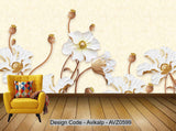 Avikalp Exclusive AVZ0599 Chinese Style 3D Stereo Flower Tv Background Wall HD 3D Wallpaper