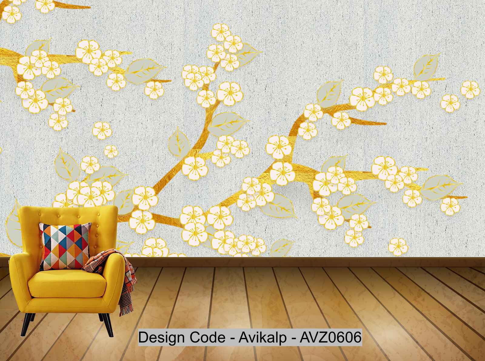 Avikalp Exclusive AVZ0606 3D Minimalistic Textured Floral Tv Background Wall HD 3D Wallpaper