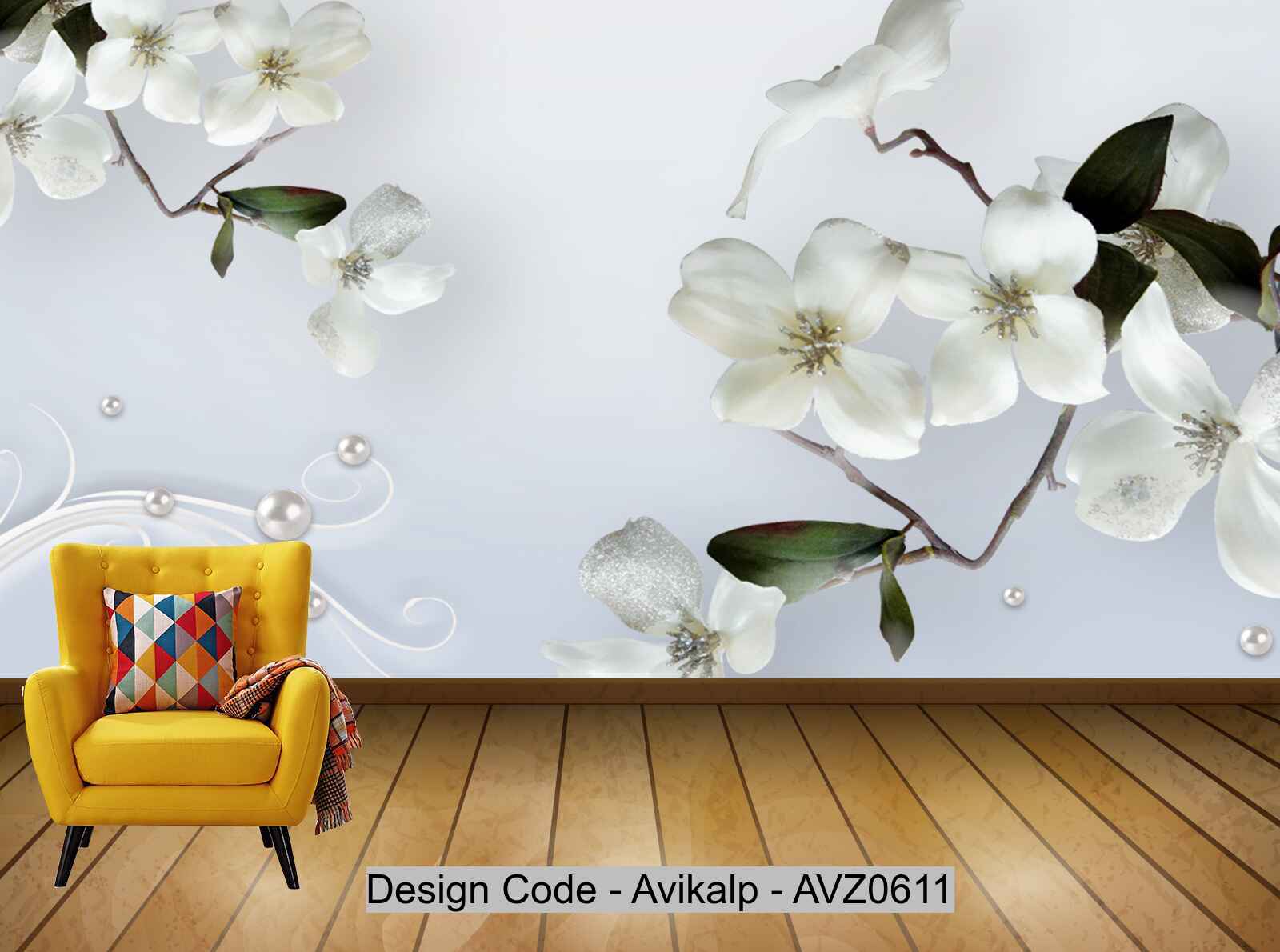 Avikalp Exclusive AVZ0611 3D Three Dimensional Embossed Jewelry Magnolia Home And Rich Tv Background Wall HD 3D Wallpaper