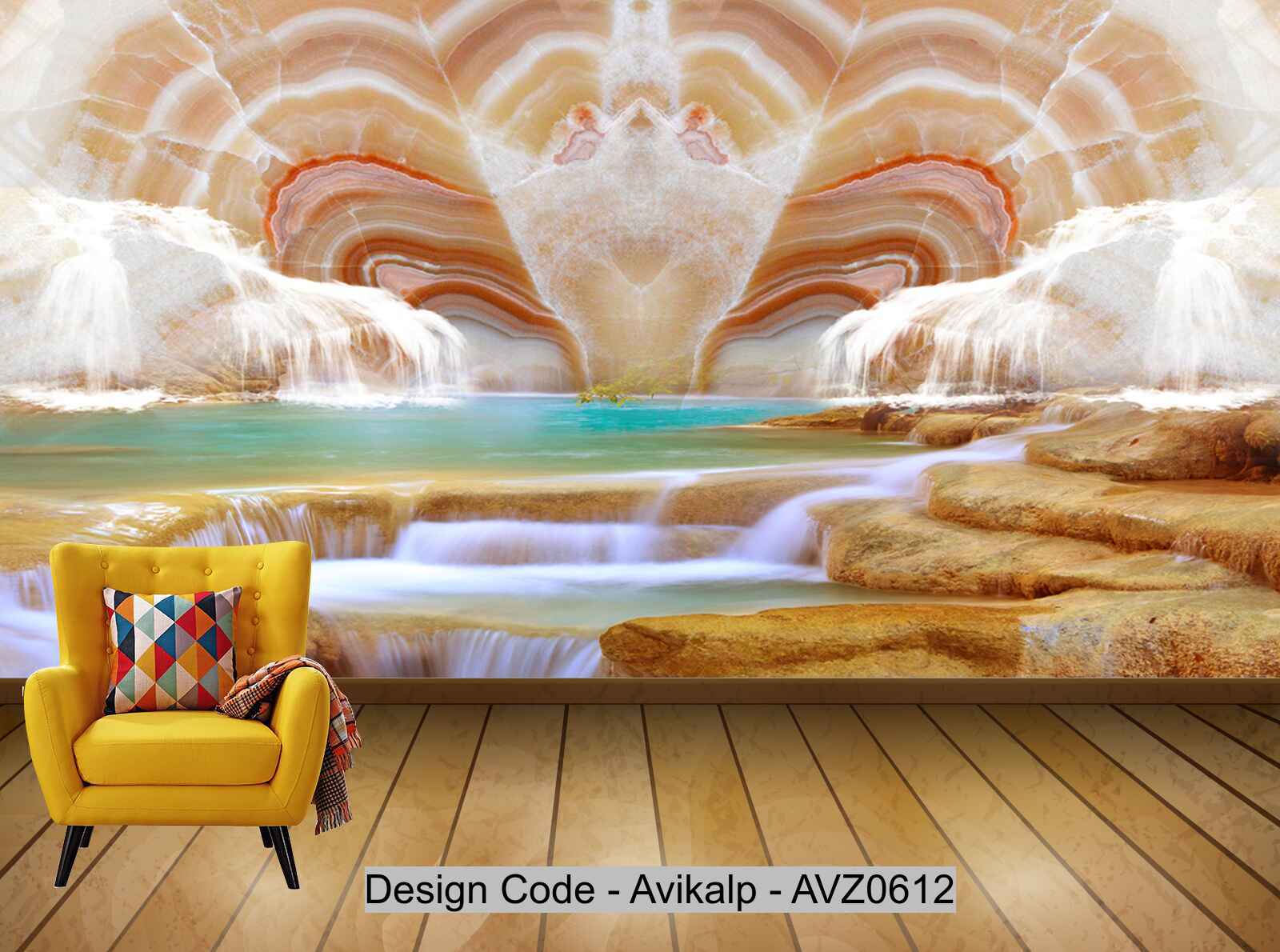 Avikalp Exclusive AVZ0612 Hd 3D Marbled Landscape Flower Sunrise Background Wall Landscape HD 3D Wallpaper