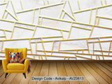 Avikalp Exclusive AVZ0613 Golden Geometric Lines Marble Texture Tv Background Wall HD 3D Wallpaper