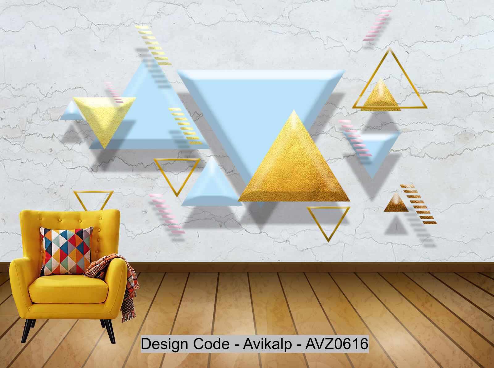 Avikalp Exclusive AVZ0616 3D Three Dimensional Triangular Glass Marble Mosaic Tv Background Wall HD 3D Wallpaper