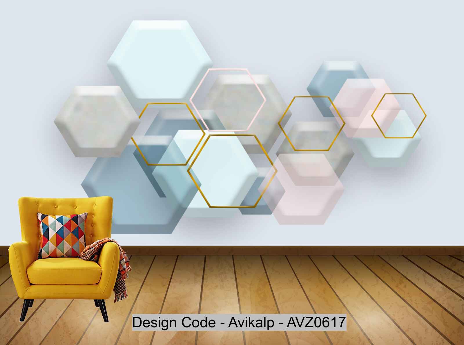 Avikalp Exclusive AVZ0617 Three Dimensional Simple Hexagonal Geometric Marble Mosaic Tv Background Wall HD 3D Wallpaper