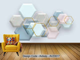 Avikalp Exclusive AVZ0617 Three Dimensional Simple Hexagonal Geometric Marble Mosaic Tv Background Wall HD 3D Wallpaper
