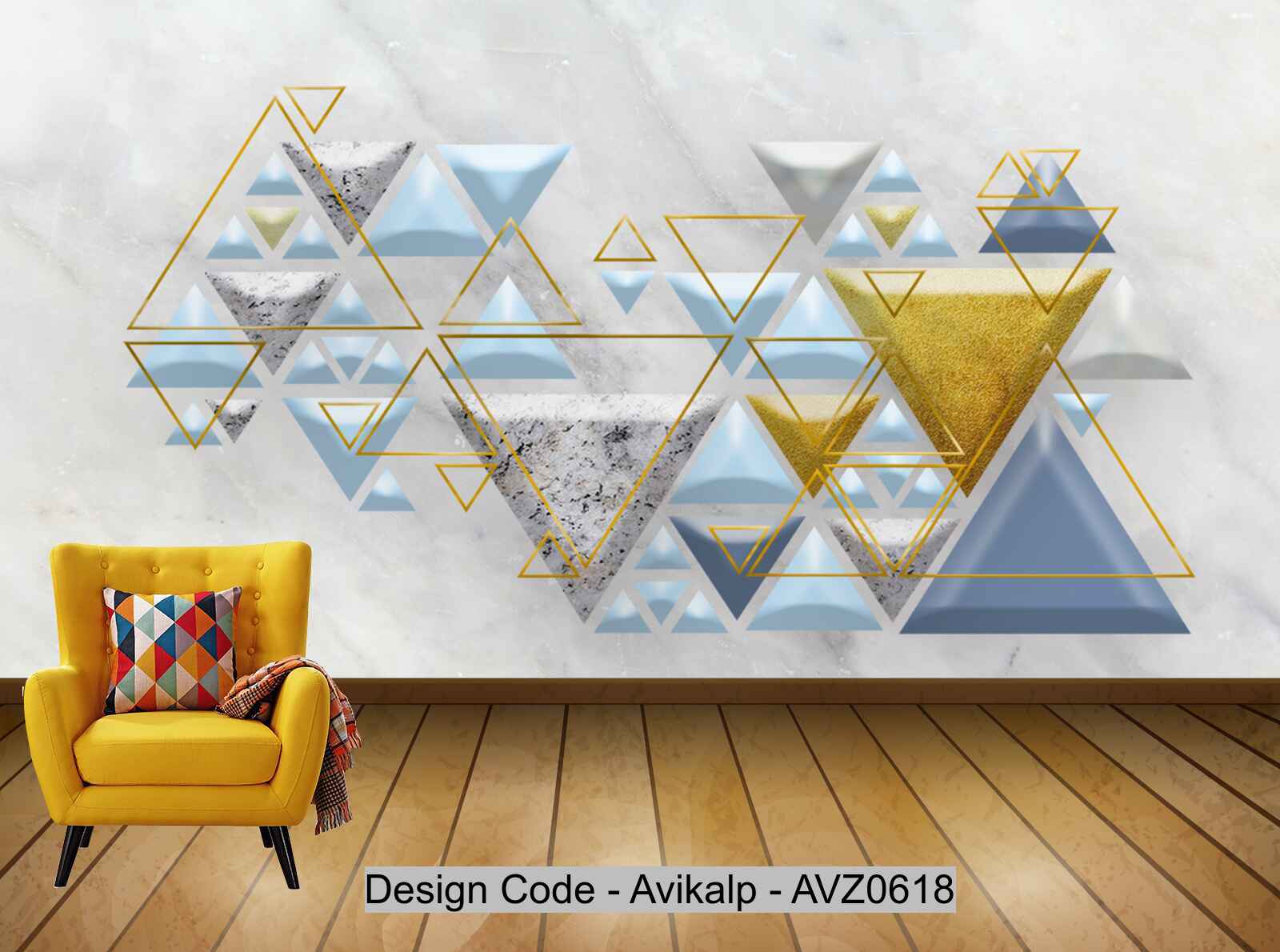 Avikalp Exclusive AVZ0618 Modern Minimalistic Triangle Embossed Geometric Tv Background Wall HD 3D Wallpaper