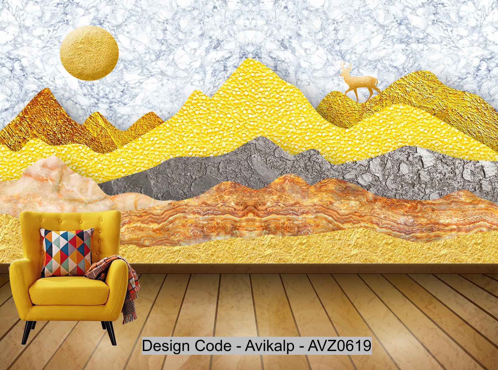 Avikalp Exclusive AVZ0619 New Chinese Marble Abstract Landscape Painting Texture Tv Background Wall HD 3D Wallpaper