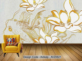 Avikalp Exclusive AVZ0621 Modern Minimalistic Texture Three Dimensional Lotus Squid Tv Background Wall HD 3D Wallpaper