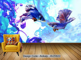 Avikalp Exclusive AVZ0622 Beautiful 3D Stereo Colorful Guppies Background Wall HD 3D Wallpaper