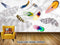 Avikalp Exclusive AVZ0625 Nordic Modern Feather Marble Wall Background HD 3D Wallpaper