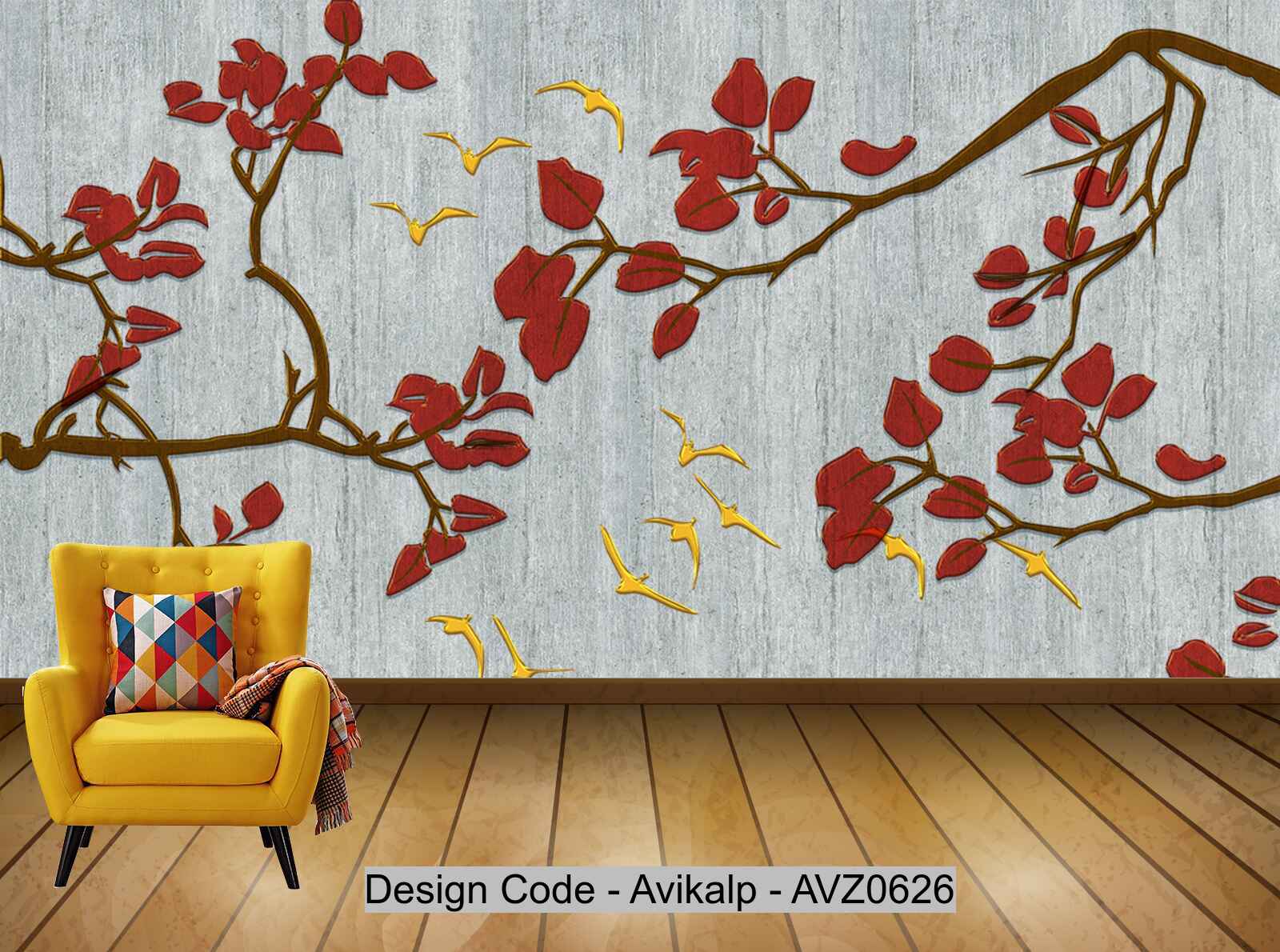 Avikalp Exclusive AVZ0626 Modern Minimalist Leaf Tv Background Wall HD 3D Wallpaper