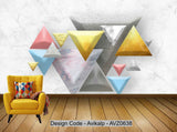 Avikalp Exclusive AVZ0638 3D Three Dimensional Simple Triangle Marble Mosaic Tv Background Wall HD 3D Wallpaper
