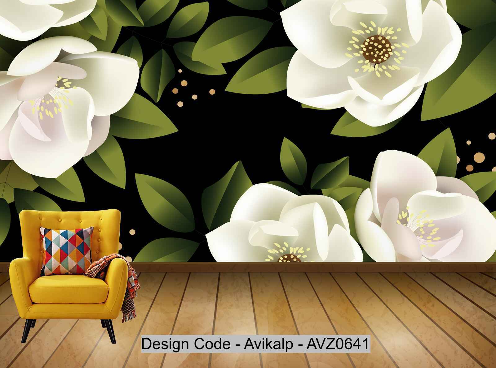 Avikalp Exclusive AVZ0641 Minimalistic Flower Tv Background Wall HD 3D Wallpaper