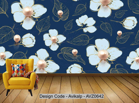 Avikalp Exclusive AVZ0642 Modern Minimalist Jewels Flower Tv Background Wall HD 3D Wallpaper